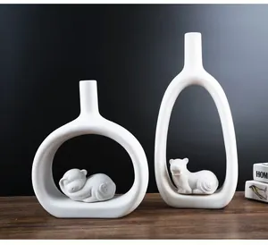 Vasi in ceramica bianca moderna con design zodiacale per la decorazione della casa