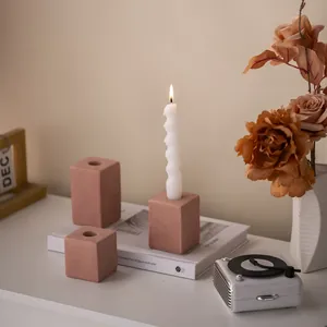 Vintage ceramic square pillar candle holder stand for romantic dinner home decor