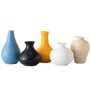 Set of 5 colorful ceramic vases in minimalist modern style for home decor