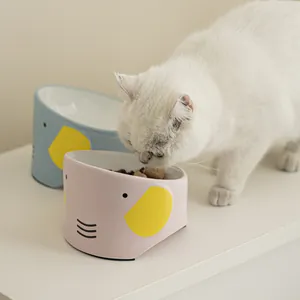 Olifantvormige Keramische Huisdierbak Gekantelde Kattenvoerbak Nekbescherming Hondenwaterbak Antislip Dierenvoeder