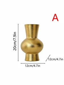 Vase en céramique doré texturé moderne avec dimensions 20 cm de haut et 12 cm de large.