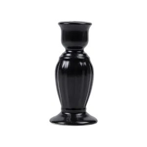 Elegant European style black ceramic Roman column candle holder for dining table decor