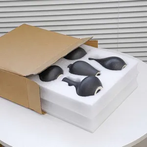 5er-Set minimalistische schwarze Keramikvasen für die Wohndeko in Schaumstoffbox