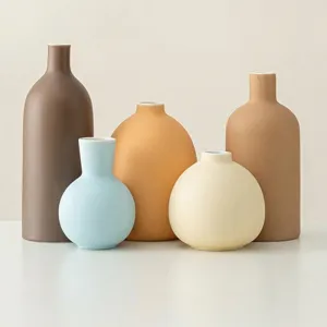 Morandi Keramik Vase Minimalistisch Nordischer Stil Matt Dekorative Blumentopf Für Wohnzimmer Büro Schreibtisch Haus Deko Ästhetik