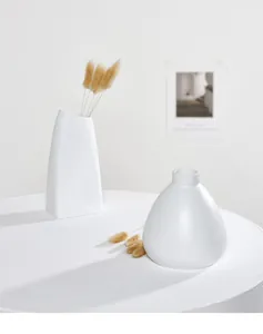 Vases en céramique blanche minimalistes modernes avec fleurs séchées pour décoration