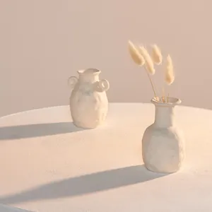 Modern Minimalist White Ceramic Vase Matte Frosted Porcelain Flower Container Nordic Ins Style Home Office Decor Desktop Ornament