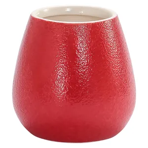Creative red textured ceramic mini vase for modern home decor and dried flower arrangements