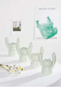 Set of cute cartoon animal ceramic card holders for creative desktop decoration