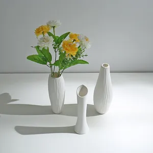 Modern white ceramic vases set for living room tabletop home decor centerpiece