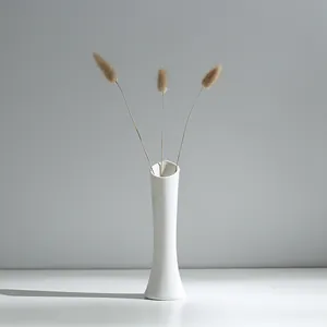 Modern minimalist white ceramic vase for dried flower home decor table ornament
