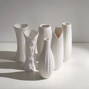 Vaso in Ceramica Bianca Minimalista Per Fiori Secchi Vaso Decorativo Nordico Per Soggiorno Moderno Decorazione Tavolo