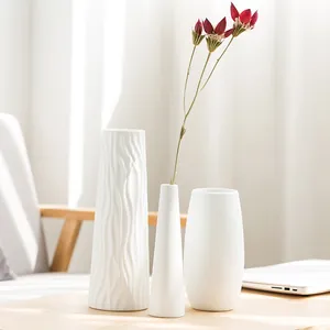 Nordic Minimalist Ceramic Vase Matte White Wave Relief Decorative Flower Pot Tabletop Handmade Plain Glazed Artwork Home Living Room Office Floral Decor Accent
