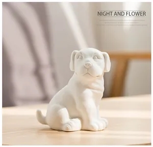 Elegant close-up of a white ceramic puppy dog figurine for modern home decor