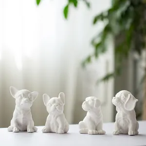 Modern White Ceramic Dog Figurine Decorative Matte Porcelain Puppy Sculpture For Home Living Room Office Desk Ornaments