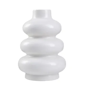 Jarrón minimalista de cerámica blanca moderna con diseño de burbujas para decorar el hogar