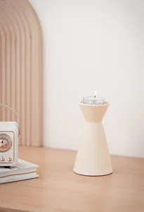 Porte-bougie minimaliste en céramique à texture mouchetée pour décoration intérieure