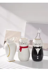 Set van drie creatieve keramische vazen in kat- en diervorm voor huisdecoratie