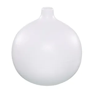 Minimalist Nordic style white ceramic round vase for modern home decor and dried flowers