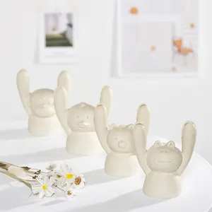 Cute cartoon animal ceramic photo holders for minimalist desktop decoration and ornaments