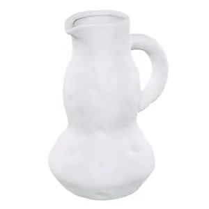 Vase en céramique blanche texturée de style nordique avec poignée pour la maison