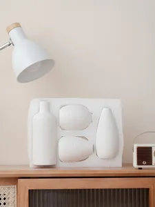 Handgemaakte Geborstelde Gestreepte Keramische Vaas Collectie Wabi-Sabi Noorse Stijl Decoratieve Droogbloempot Minimalistische Thuiskunst Ornamenten