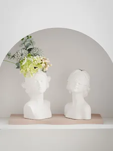 Minimalist Nordic creative ceramic female face vase for home artistic decoration