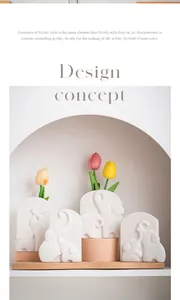 Nahaufnahme von minimalistischen weißen Elefantenvasen aus Keramik im Nordic-Stil
