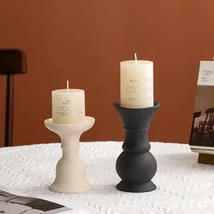 Modern minimalist ceramic candle holder set for elegant home decor and candlelight dinners