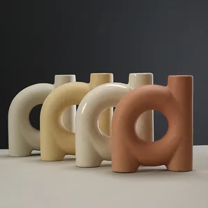 Jarrones cerámicos geométricos modernos estilo INS para decoración hogar y flores
