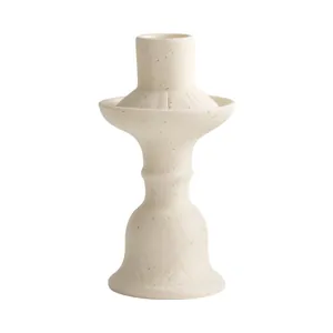 Nordic antique ceramic candle holder with speckled texture for elegant home decor
