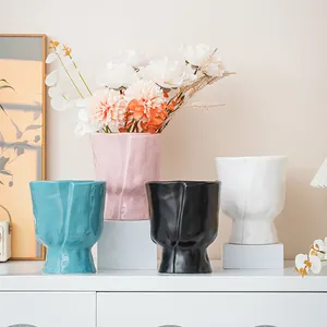 Nordic Ceramic Vase Modern Pleated Origami Style Handmade Flower Arrangement Ornament For Living Room Table Decor Decorative Vase Gift
