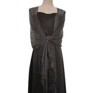 Elegant silver metallic thread shawl wrap for formal evening gowns and wedding dresses