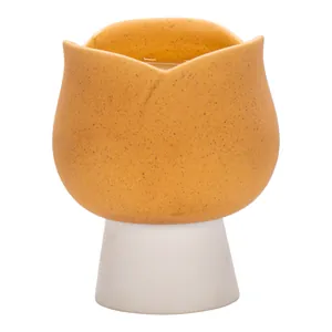 Elegante portacandele a forma di tulipano nordico in ceramica con finitura puntinata