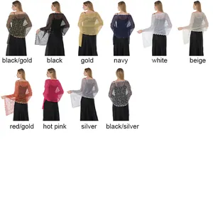 Elegant sequin lace floral shawls for evening gowns available in multiple colors