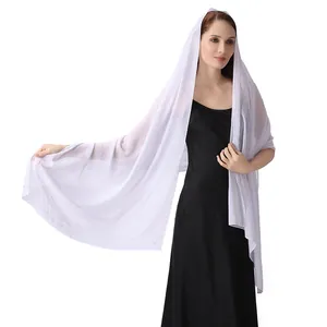 Eleganter weißer Chiffon-Hochzeitsschal mit funkelnden Sternenhimmel-Strassdetails für Bräute