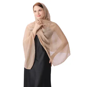 Elegant champagne chiffon shawl with silver silk and rhinestones for evening wear
