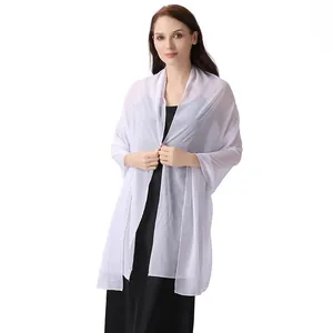 Eleganter weißer Chiffon-Schal mit funkelnden Sternen-Strasssteinen für Abendkleider