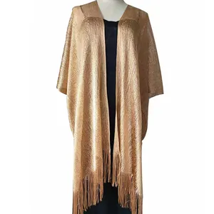 Scialle da Donna con Glitter Metallici e Nappine per Abito da Sera Cheongsam Elegante Sciarpa Luccicante per Festa di Matrimonio Banchetto