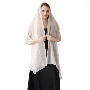 Élégant châle en mousseline beige uni pour robes de soirée et tenues de mariée chic