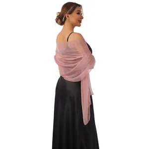 Elegante stola rosa luccicante in velo per abiti da sera e damigelle d'onore
