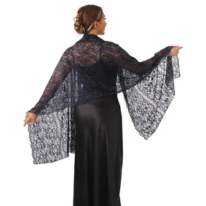 Women Elegant Lace Shawl Hollow Out Rhinestone Evening Dress Wedding Party Scarf Wrap Jacquard Fashion Accessory