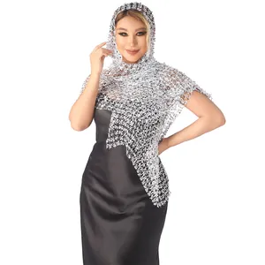 Elegant sparkling silver sequin shawl scarf for evening party and banquet dresses