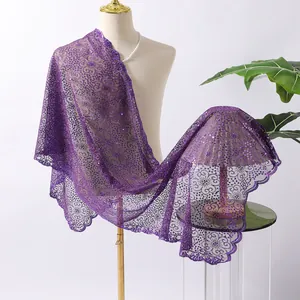 Elegant purple sequin embroidered lace shawl wrap for wedding or evening dresses