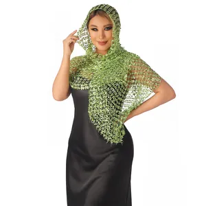 Elegant green sequined mesh shawl wrap for evening party and banquet dresses