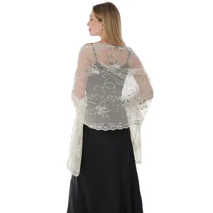Eleganter transparenter Schal mit Schmetterlingspailletten für Hochzeits- und Abendkleider