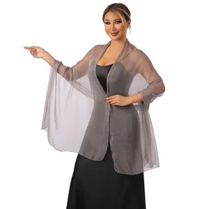 Elegante stola in tulle grigio trasparente per abiti da sera da damigella e banchetti