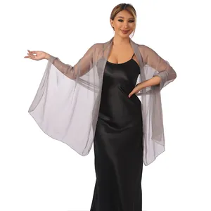 Elegante stola in tulle grigio scintillante per invitati a nozze e serate di gala formali