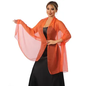 Elegante scialle arancione trasparente per abiti da sera damigella d'onore e feste