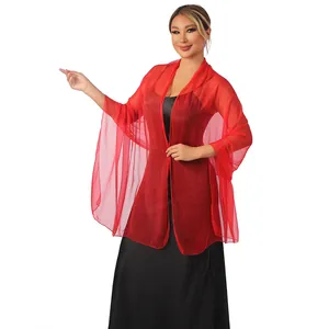 Elegante scialle in chiffon rosso trasparente per abiti da sera e occasioni formali