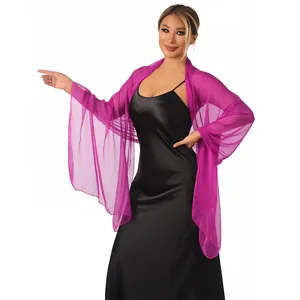 Elegante scialle da sera in chiffon trasparente fucsia per abiti da sposa e da festa